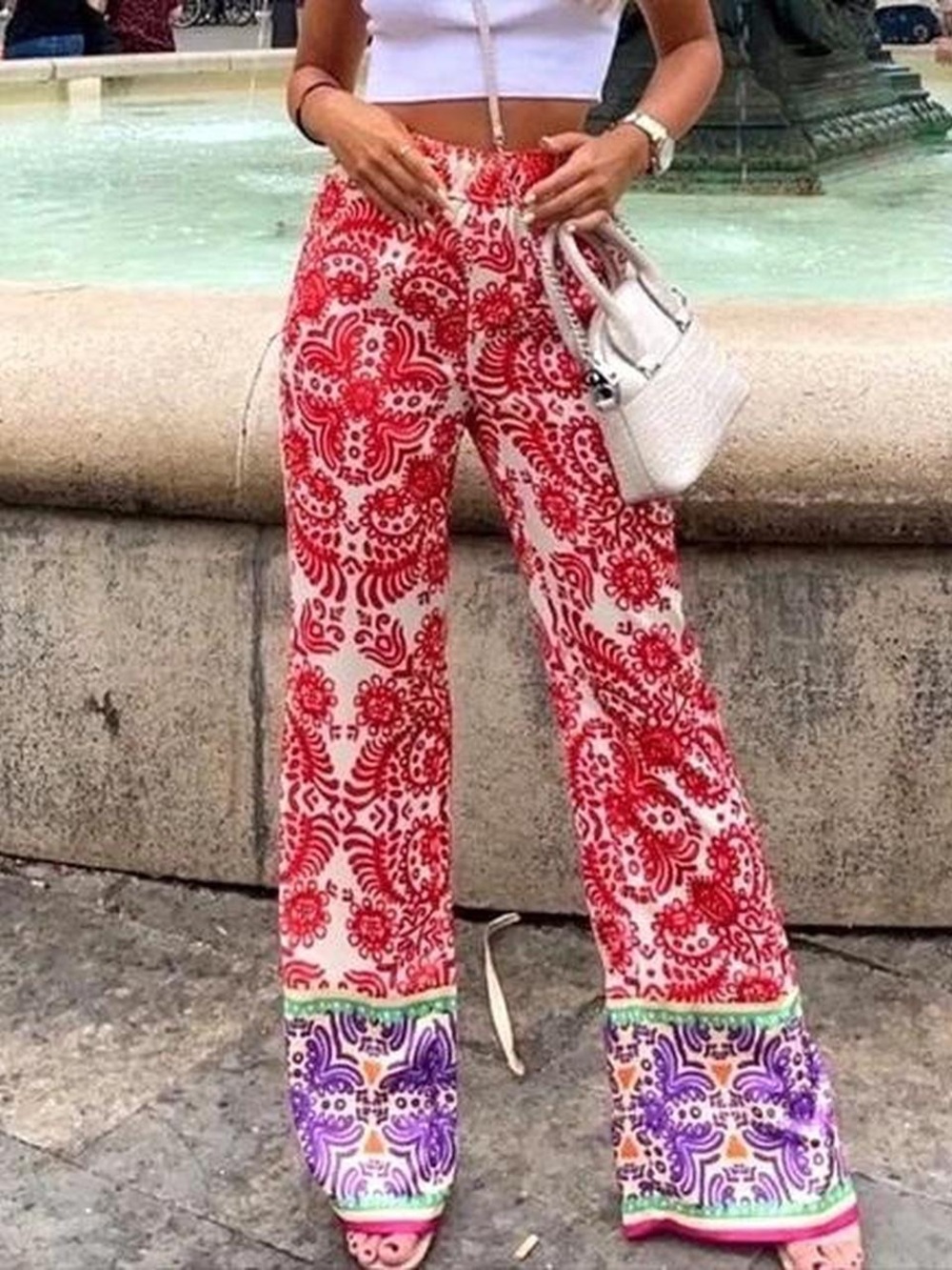 Zara Boho Wide-Leg Printed Pants
